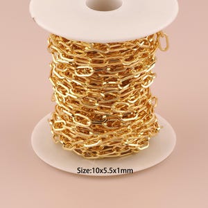 3.28 Fuß 18K Gold Papierklammer Kette, spezielle Kette, halbfertige Kette für DIY Schmuckherstellung Versorgung