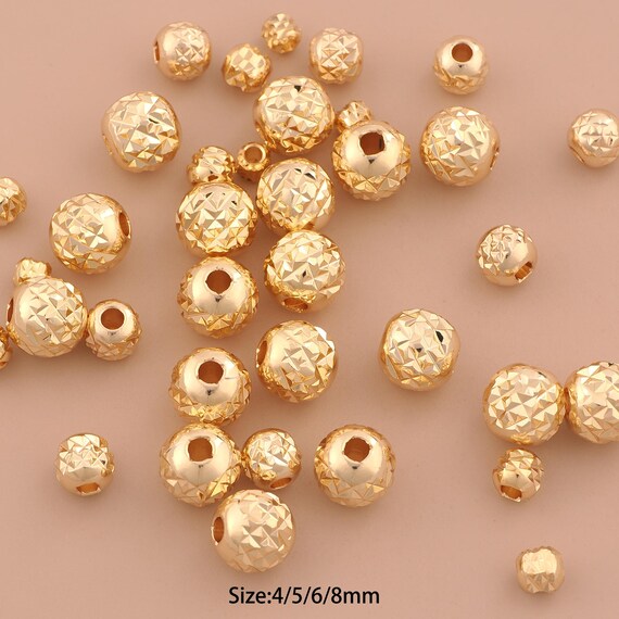 50 pcs 14K Gold Ball Spacer Bead,Round Bead,Gold Round Ball Bead for DIY Jewelry Making Supply