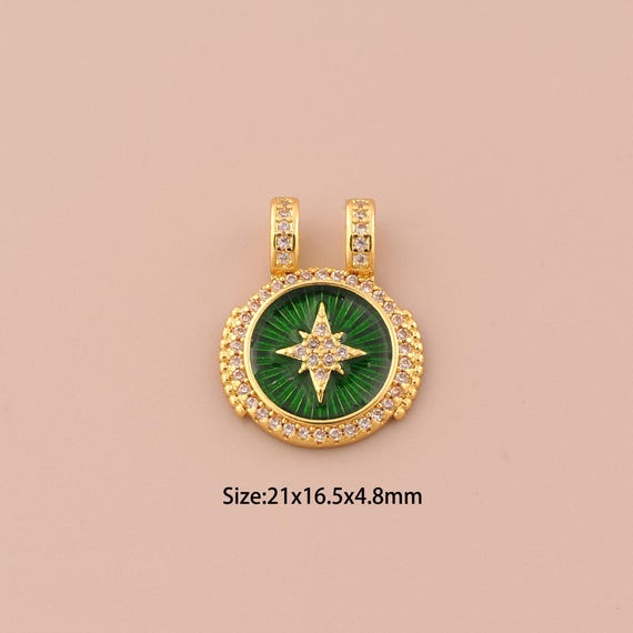 18K Gold Polaris Charms,CZ Pave Polaris Charms Pendants,Polaris Charm for DIY Jewelry Making Supply