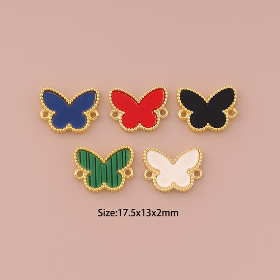 18K Gold Butterfly Connector,Enamel Minimalist Connector Charms,Butterfly Connector for DIY Jewelry Making Supply