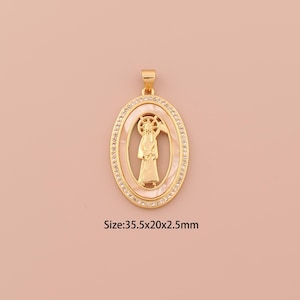 18K Gold Santa Muerte Charms,CZ Pave Minimalist Charms Pendants,Santa Muerte Charm for DIY Jewelry Making Supply