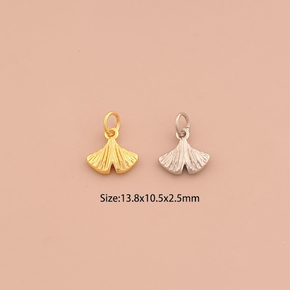 18K Gold Ginkgo Leaf Charms,Leaf Charms Pendants,Ginkgo Leaf Charm for DIY Jewelry Making Supply
