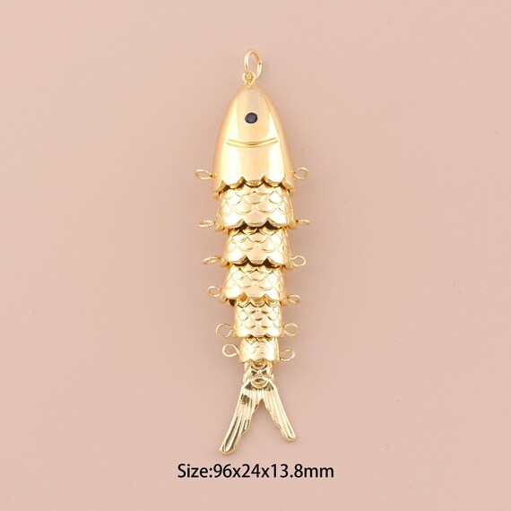 18K Gold Fish Charms,Minimalist Charms Pendants,Fish Charm for DIY Jewelry Making Supply