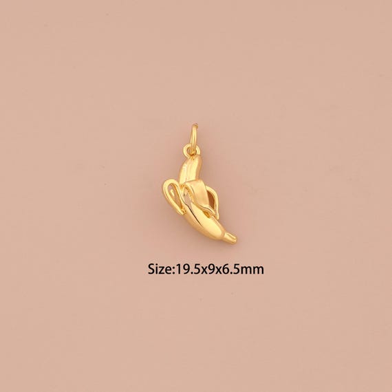 18K Gold Banana Charms,Fruit Charms Pendants,Banana Charm for DIY Jewelry Making Supply