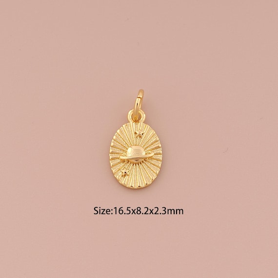 18K Gold Saturn Charms,Minimalist Charms Pendants,Star Charm for DIY Jewelry Making Supply