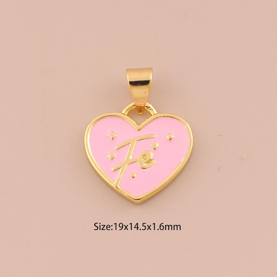18K Gold Letter Charms,Enamel Heart Charms Pendants,Fe Charm for DIY Jewelry Making Supply
