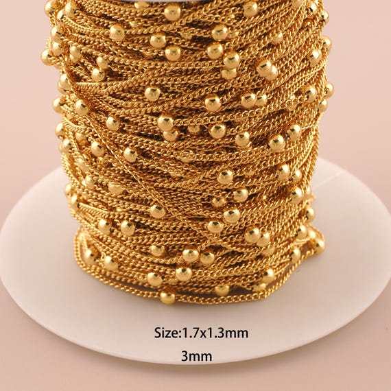 3.28 Feet 18K Gold Satellite Chain,Special Chain,Semi-Finished Chain for DIY Jewelry Making Supply