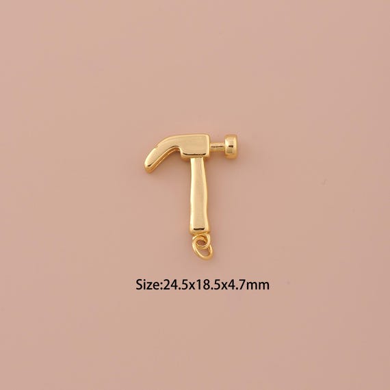 18K Gold Hammer Charms,Minimalist Charms Pendants,Hammer Charm for DIY Jewelry Making Supply