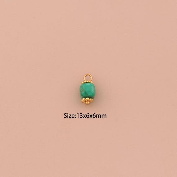 18K Gold Energy Stone Charms,Natural Stone Charms Pendants,Stone Charm for DIY Jewelry Making Supply