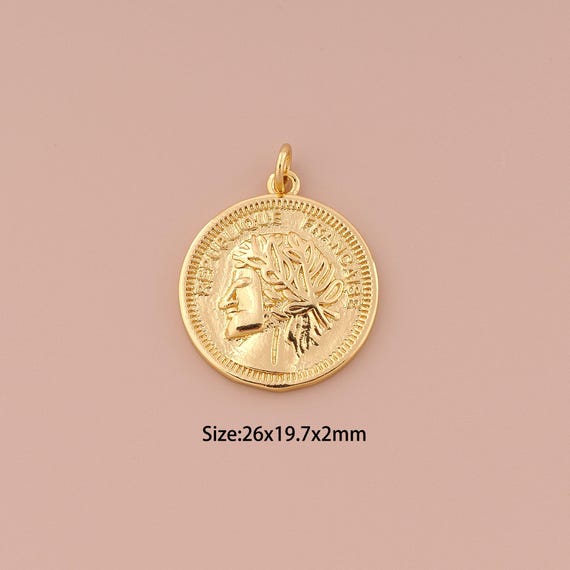 18K Gold Character Charms,Minimalist Charms Pendants,Portrait Charm for DIY Jewelry Making Supply