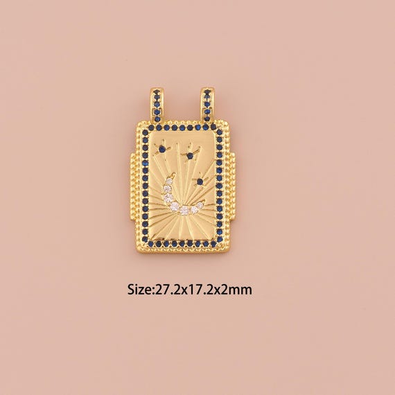 18K Gold Moon Charms,CZ Pave Minimalist Charms Pendants,Star Charm for DIY Jewelry Making Supply