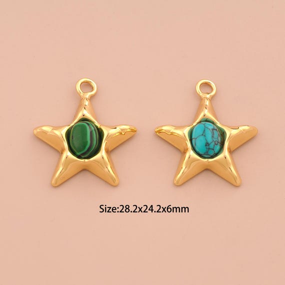 18K Gold Star Charms,Celestial Charms Pendants,Starburst Charm for DIY Jewelry Making Supply