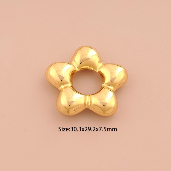 18K Gold Puffed Flower Charms,Flower Charms Pendants,Flower Charm for DIY Jewelry Making Supply
