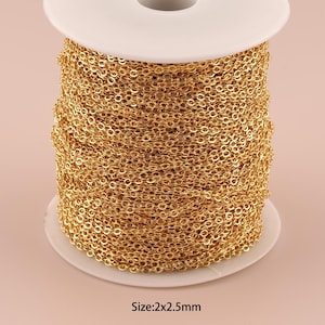 Cable Chain 18K Gold | 3.28 Feet Jewelry Chain | Necklace Making Supply | Gold Chain for Crafts | DIY Necklace