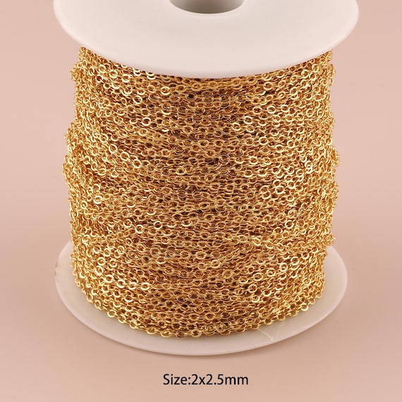 Cable Chain 18K Gold | 3.28 Feet Jewelry Chain | Necklace Making Supply | Gold Chain for Crafts | DIY Necklace