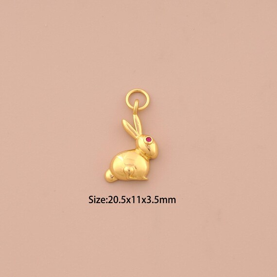 18K Gold Rabbit Charms,CZ Pave Animal Charms Pendants,Rabbit Charm for DIY Jewelry Making Supply