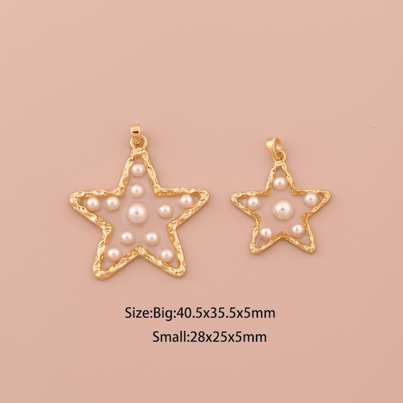 18K Gold Star Charms,Minimalist Charms Pendants,Star Charm for DIY Jewelry Making Supply