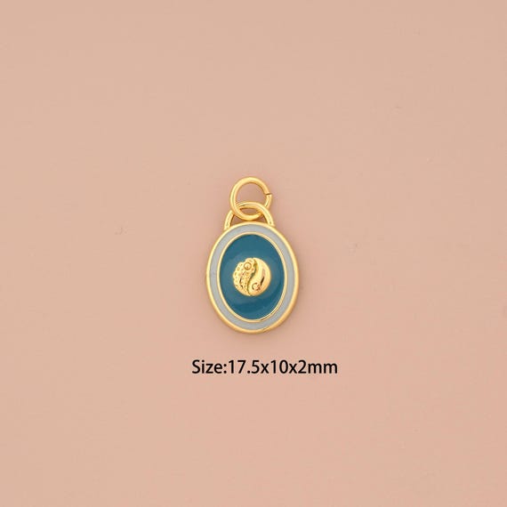 18K Gold Bagua Charms,Enamel Bagua Charms Pendants,Bagua Charm for DIY Jewelry Making Supply