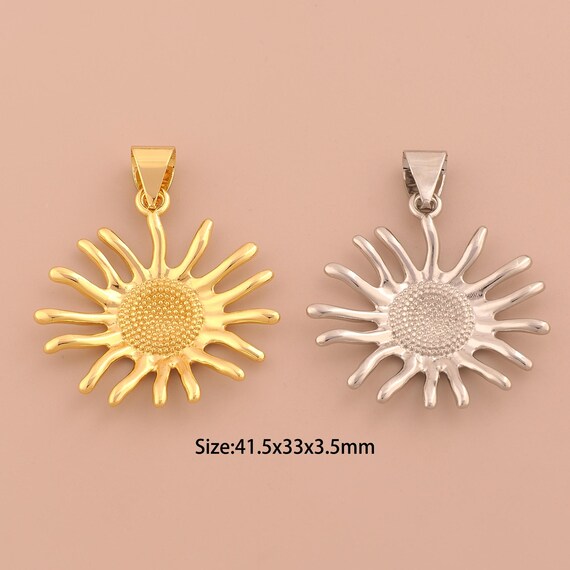 18K Gold Sun Charms,Celestial Charms Pendants,Sunburst Charm for DIY Jewelry Making Supply