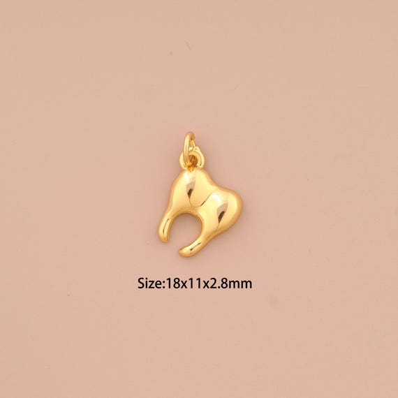 18K Gold Tooth Charms,Tooth Charms Pendants,Tooth Charm for DIY Jewelry Making Supply