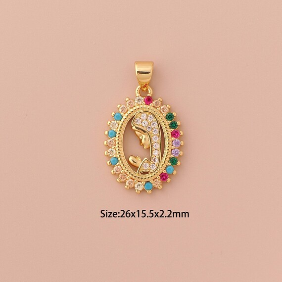18K Gold Prayer Charms,CZ Pave Minimalist Charms Pendants,Girl Charm for DIY Jewelry Making Supply