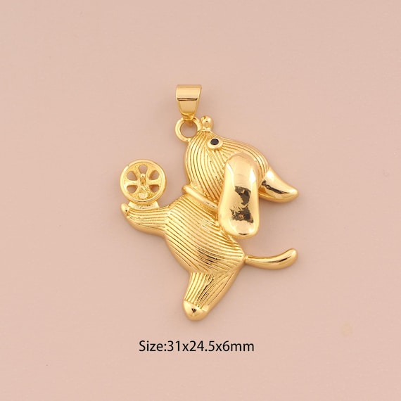 18K Gold Dog Charms,Animal Charms Pendants,Dog Charm for DIY Jewelry Making Supply