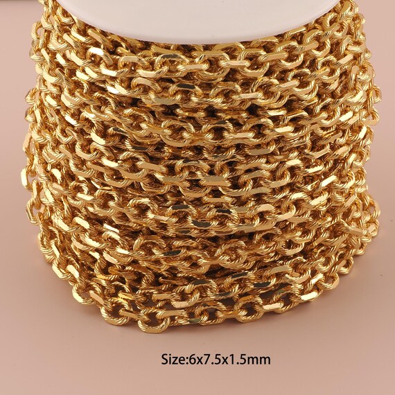 3.28 Feet 18K Gold Twist Chain,Special Chain,Semi-Finished Chain for DIY Jewelry Making Supply