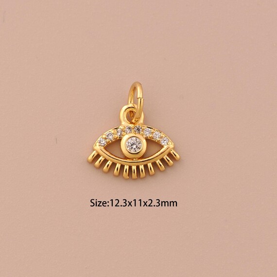 18K Gold Evli Eye Charms,CZ Pave Devil Eye Charms Pendants,Eye Charm for DIY Jewelry Making Supply