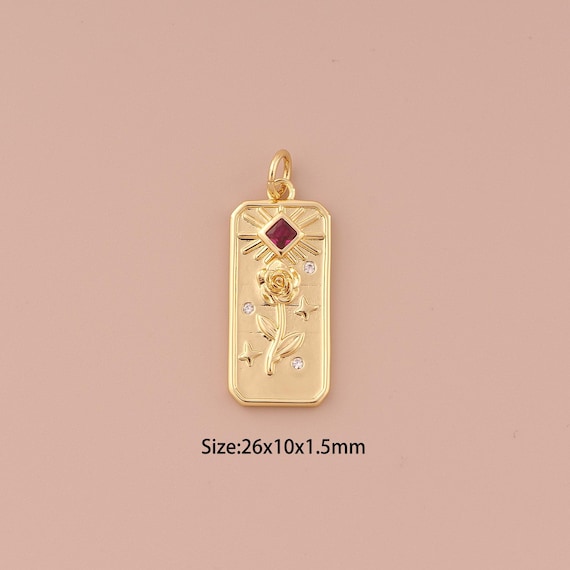 18K Gold Flower Charms,CZ Pave Star Charms Pendants,Flower Charm for DIY Jewelry Making Supply