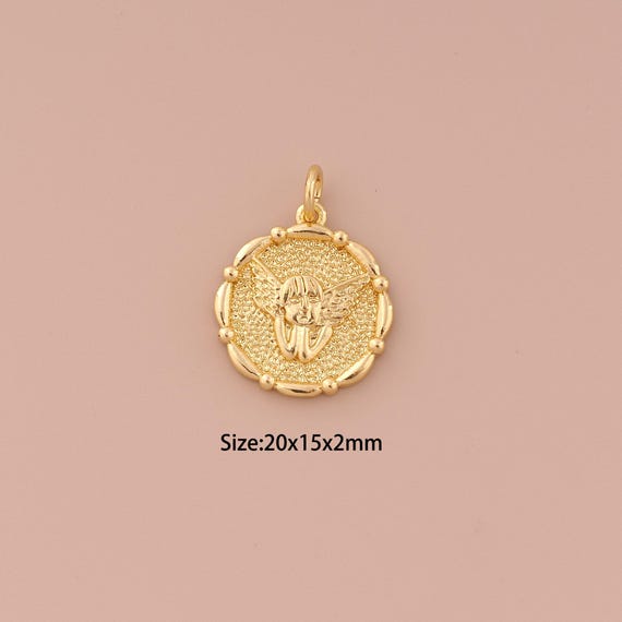 18K Gold Angel Charms,Minimalist Charms Pendants,Angel Charm for DIY Jewelry Making Supply