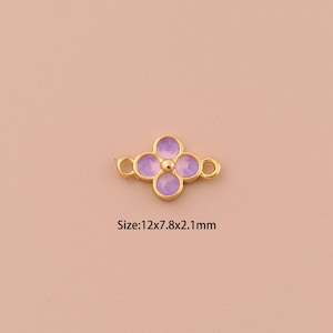 18K Gold Flower Connector,Minimalist Connector Charms,Flower Connector for DIY Jewelry Making Supply