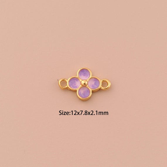 18K Gold Flower Connector,Minimalist Connector Charms,Flower Connector for DIY Jewelry Making Supply