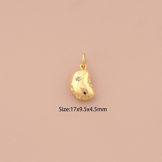 18K Gold Pea Charms,CZ Pave Gold Bean Charms Pendants,Pea Charm for DIY Jewelry Making Supply