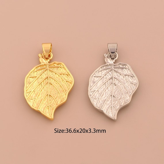 18K Gold Leaf Charms,Leaf Charms Pendants,Leaf Charm for DIY Jewelry Making Supply