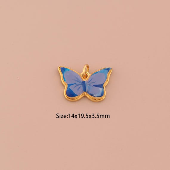 18K Gold Butterfly Charms,Enamel Insect Charms Pendants,Butterfly Charm for DIY Jewelry Making Supply