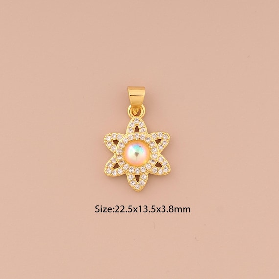 18K Gold Hexagram Charms,CZ Pave Hexagram Charms Pendants,Hexagram Charm for DIY Jewelry Making Supply