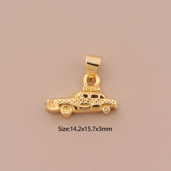 18K Gold Taxi Charms,Taxi Charms Pendants,Taxi Charm for DIY Jewelry Making Supply