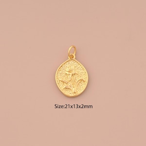 18K Gold Flower Charms,Flower Charms Pendants,Flower Charm for DIY Jewelry Making Supply