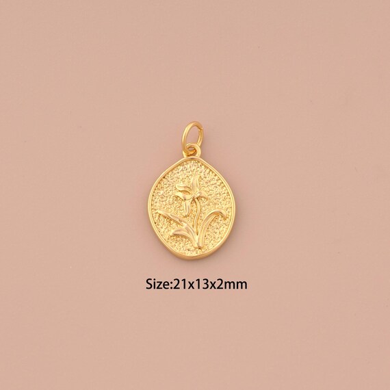18K Gold Flower Charms,Flower Charms Pendants,Flower Charm for DIY Jewelry Making Supply