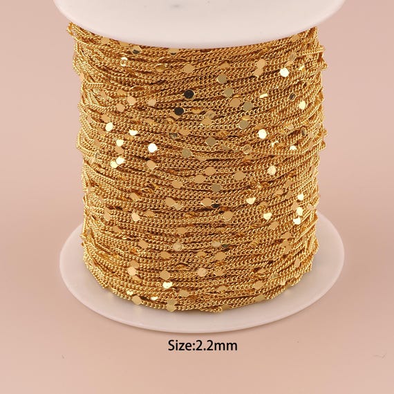 3.28 Feet 18K Gold Satellite Chain,Special Chain,Semi-Finished Chain for DIY Jewelry Making Supply