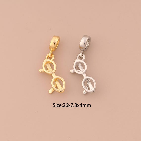18K Gold Glasses Charms,Glasses Charms Pendants,Glasses Charm for DIY Jewelry Making Supply