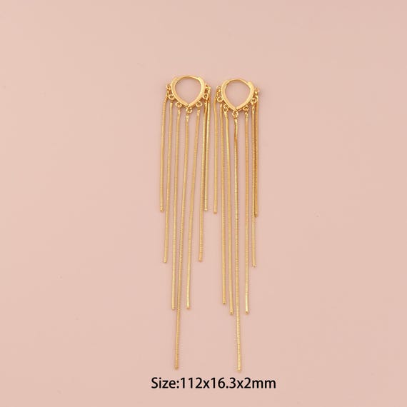 18K Gold Tassel Earrings,Hugging Hoop Earrings,Hoop Earrings,Hypoallergenic Hoop Earrings,Gift for Her