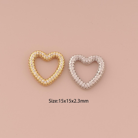 18K Gold Push Door Clasp,Heart Clasp,Snap Clasp for DIY Jewelry Making Supply