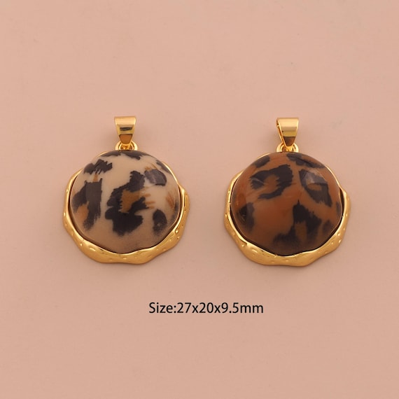 18K Gold Round Charms,Acrylic Round Charms Pendants,Round Charm for DIY Jewelry Making Supply
