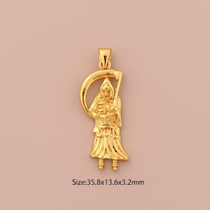 18K Gold Santa Muerte Charms,Santa Muerte Charms Pendants,Santa Muerte Charm for DIY Jewelry Making Supply