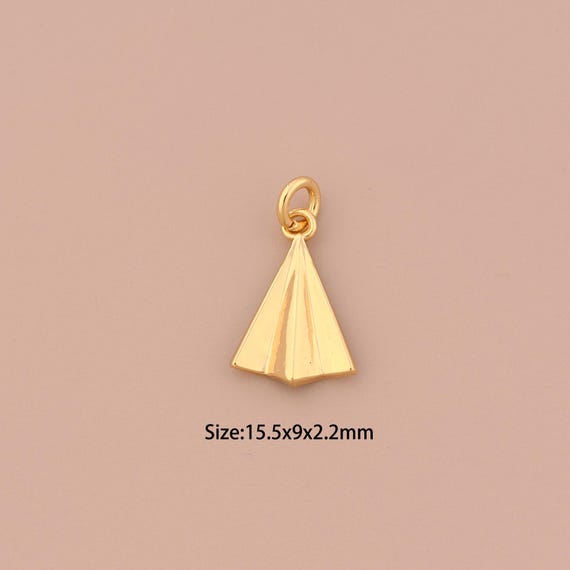 18K Gold Airplane Charms,Minimalist Charms Pendants,Airplane Pendant for DIY Jewelry Making Supply
