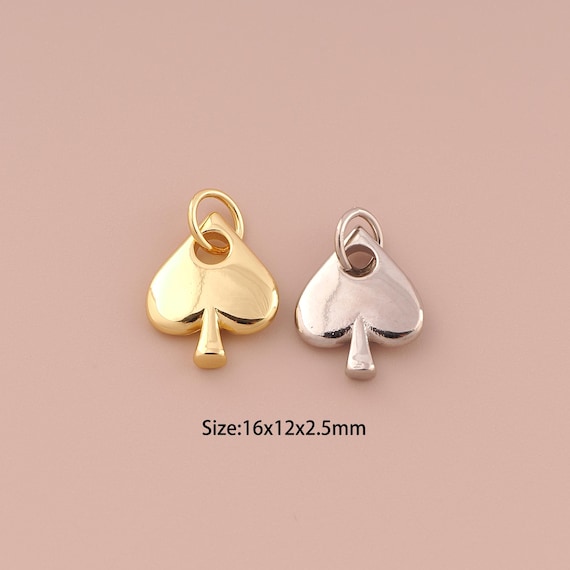 18K Gold Heart Charms,Minimalist Charms Pendants,Heart Charm for DIY Jewelry Making Supply