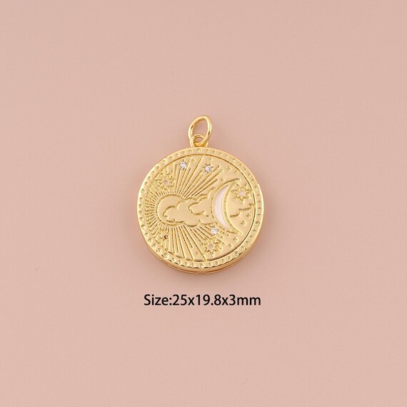 18K Gold Moon Charms,Minimalist Charms Pendants,Star Charm for DIY Jewelry Making Supply