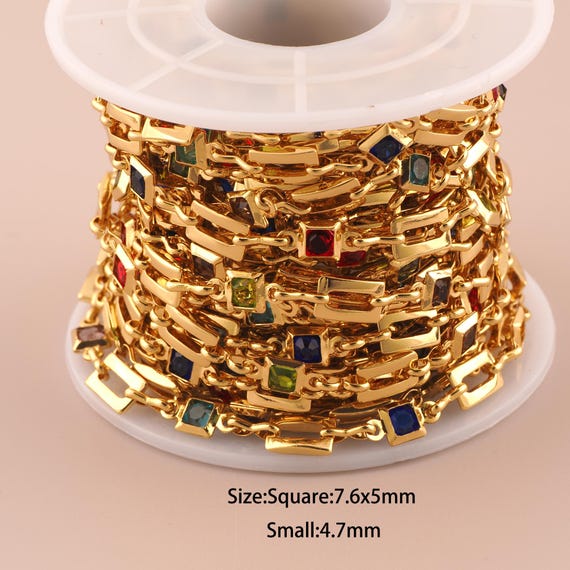 3.28 Feet 18K Gold Square Chain,Special Chain,Semi-Finished Chain for DIY Jewelry Making Supply