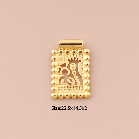 Gold King Pendant,18K Gold Square Charm,King Charms,DIY Bracelet Necklace Jewelry Making Findings Supply
